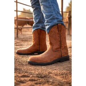 NWT Wolverine Rancher Waterproof Steel-Toe Leather Work Boots, Men’s Size 9.5